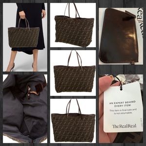 Vintage Fendi Zucca Tote with Pouch